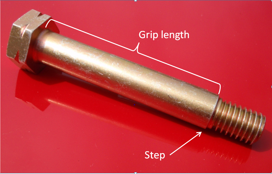 Figure 29: Exemplar special bolt showing grip length and step